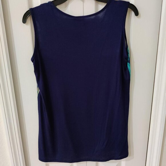 JK LA California Navy Blue Printed Polyester Sleeveless Tank Small NWT - Picture 2 of 4
